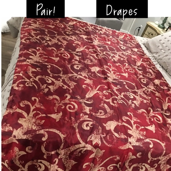Better Homes & Gardens Set of back tab drapes curtains Wine & tan 54”X84”EUC - Picture 1 of 16